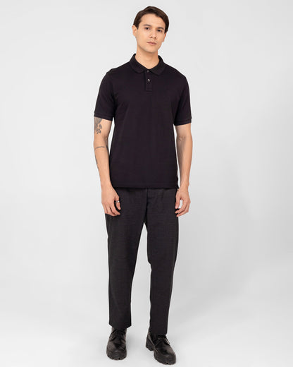 Classic Polo Shirt Mercerised Pique Regular Fit Black
