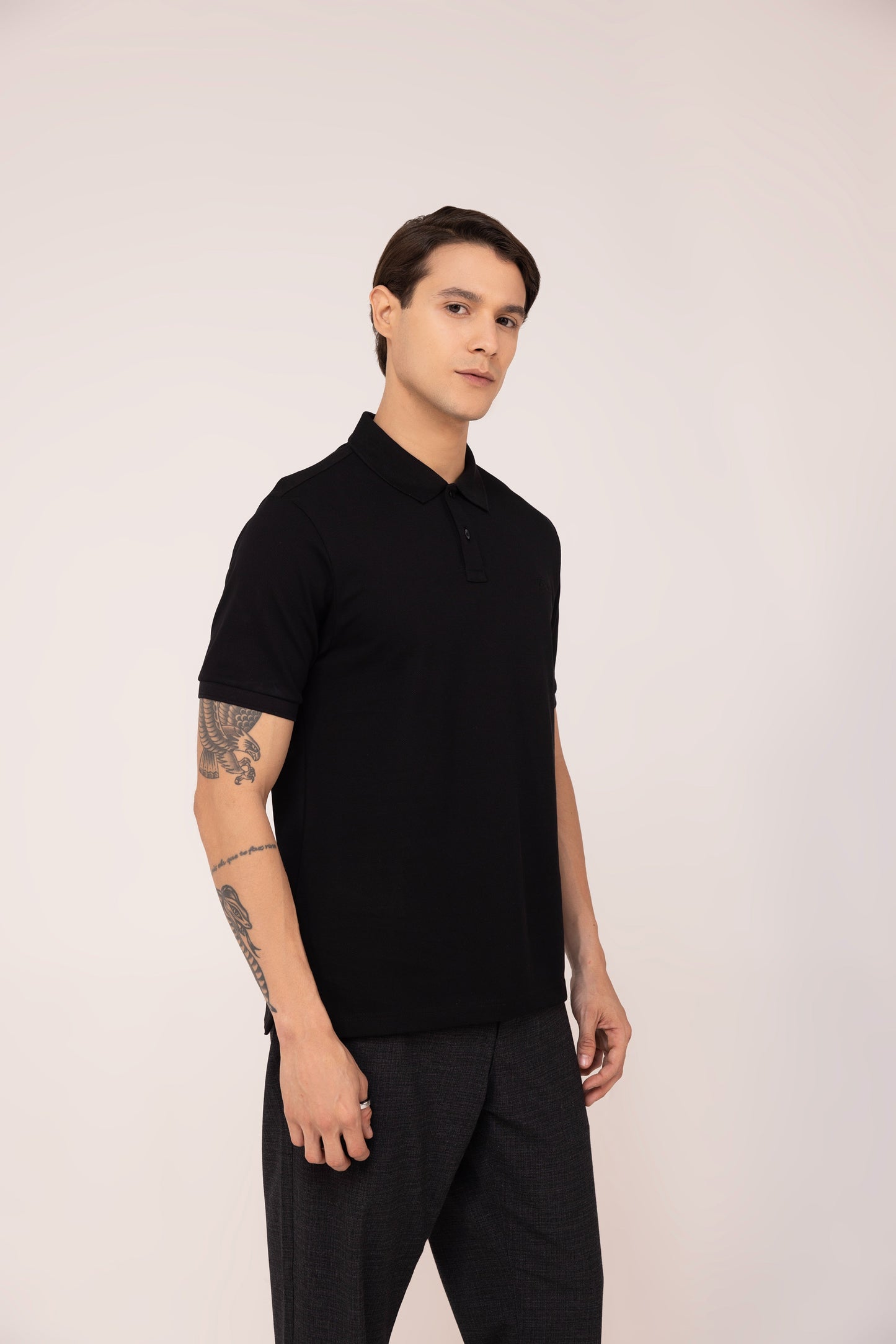 Classic Polo Shirt Mercerised Pique Regular Fit Black