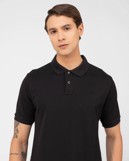 Classic Polo Shirt Mercerised Pique Regular Fit Black