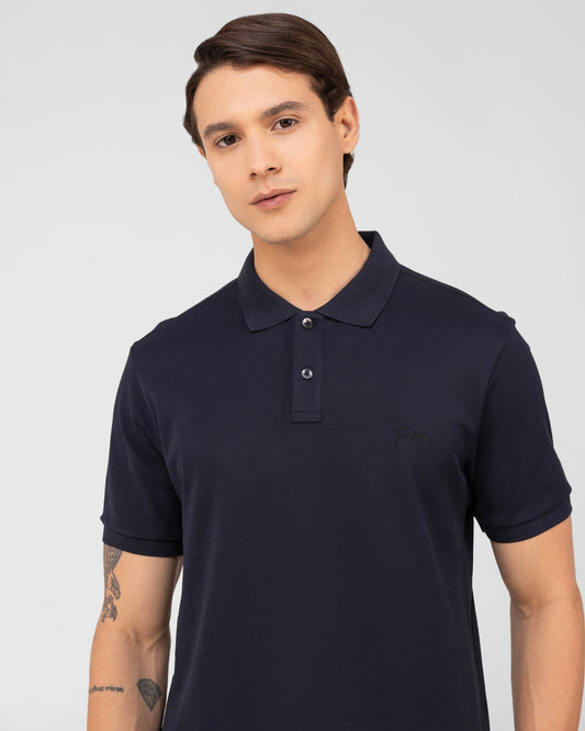 Classic Polo Shirt Mercerised Pique Regular Fit Navy