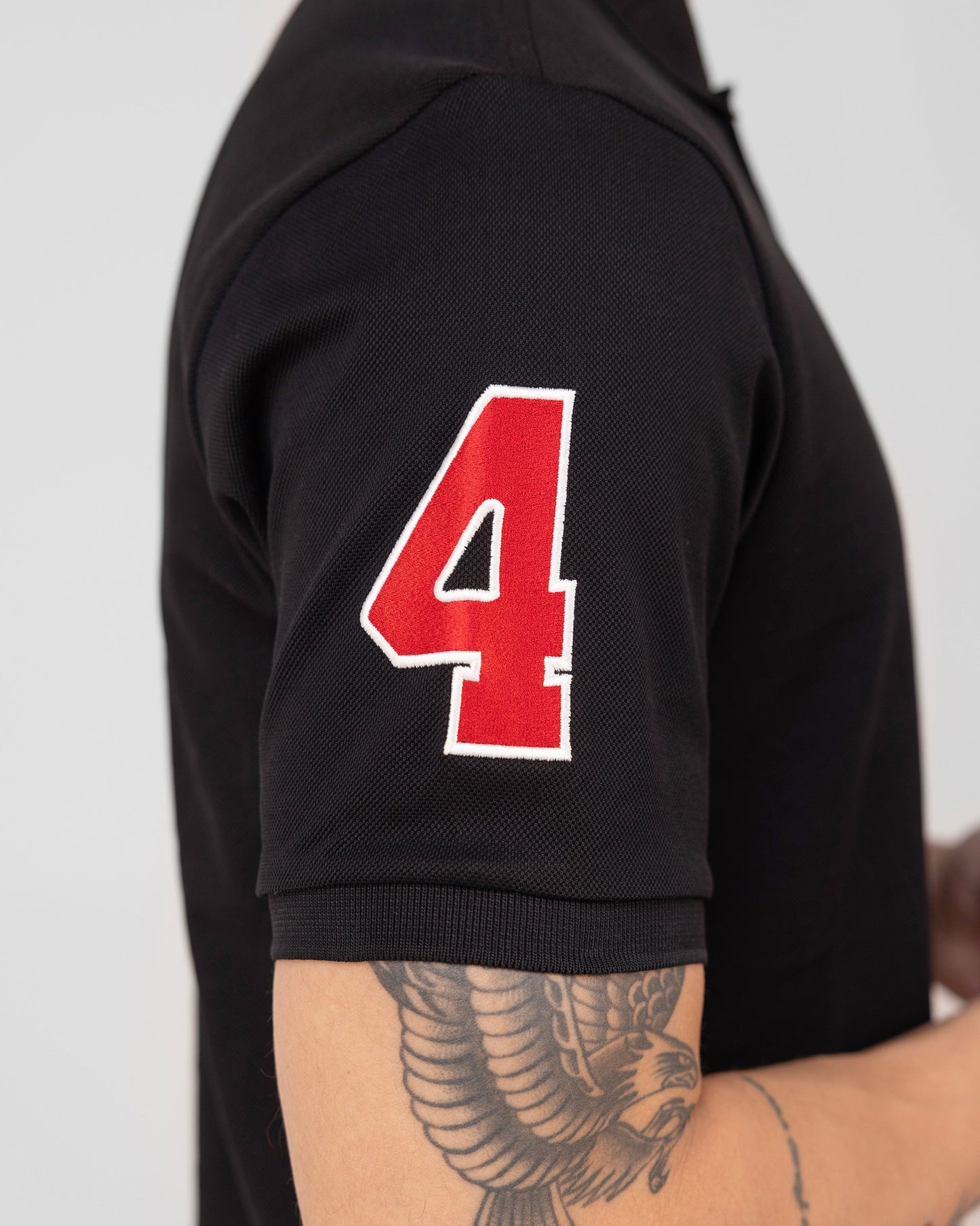 Mercerised Cotton Polo Shirt Pique Regular Fit Black Cantermark Emblem