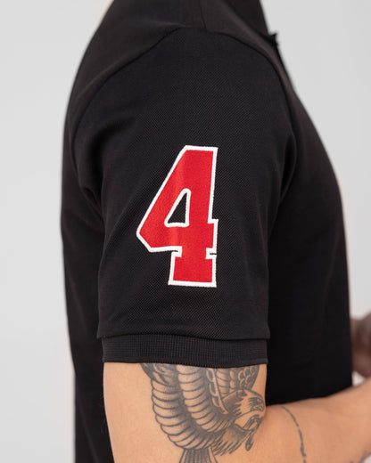 Mercerised Cotton Polo Shirt Pique Regular Fit Black Cantermark Emblem