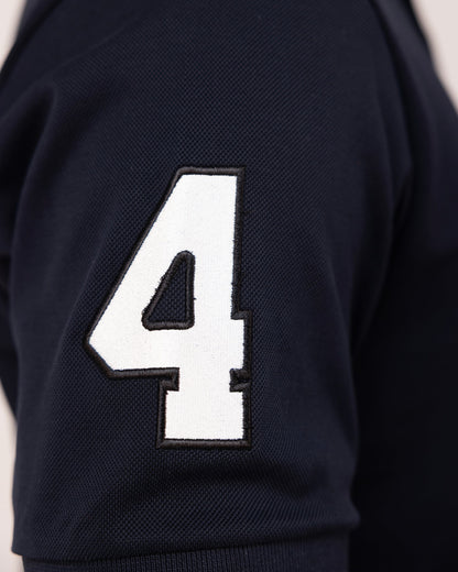 Mercerised Cotton Polo Shirt Pique Regular Fit Navy Cantermark Emblem