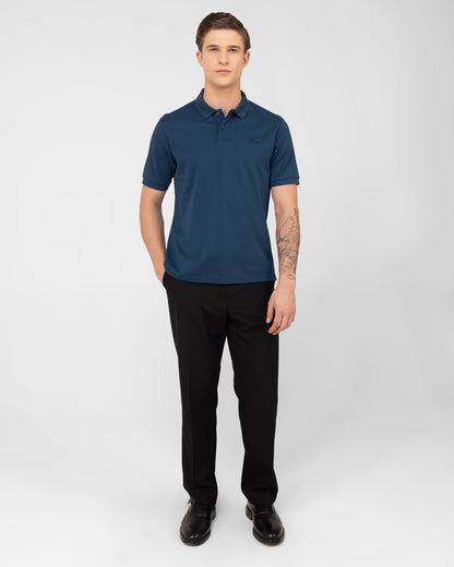 Mercerised Cotton Polo Shirt Pique Regular Fit Teal