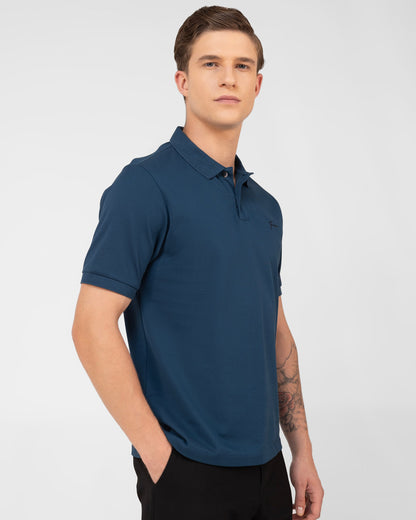 Mercerised Cotton Polo Shirt Pique Regular Fit Teal