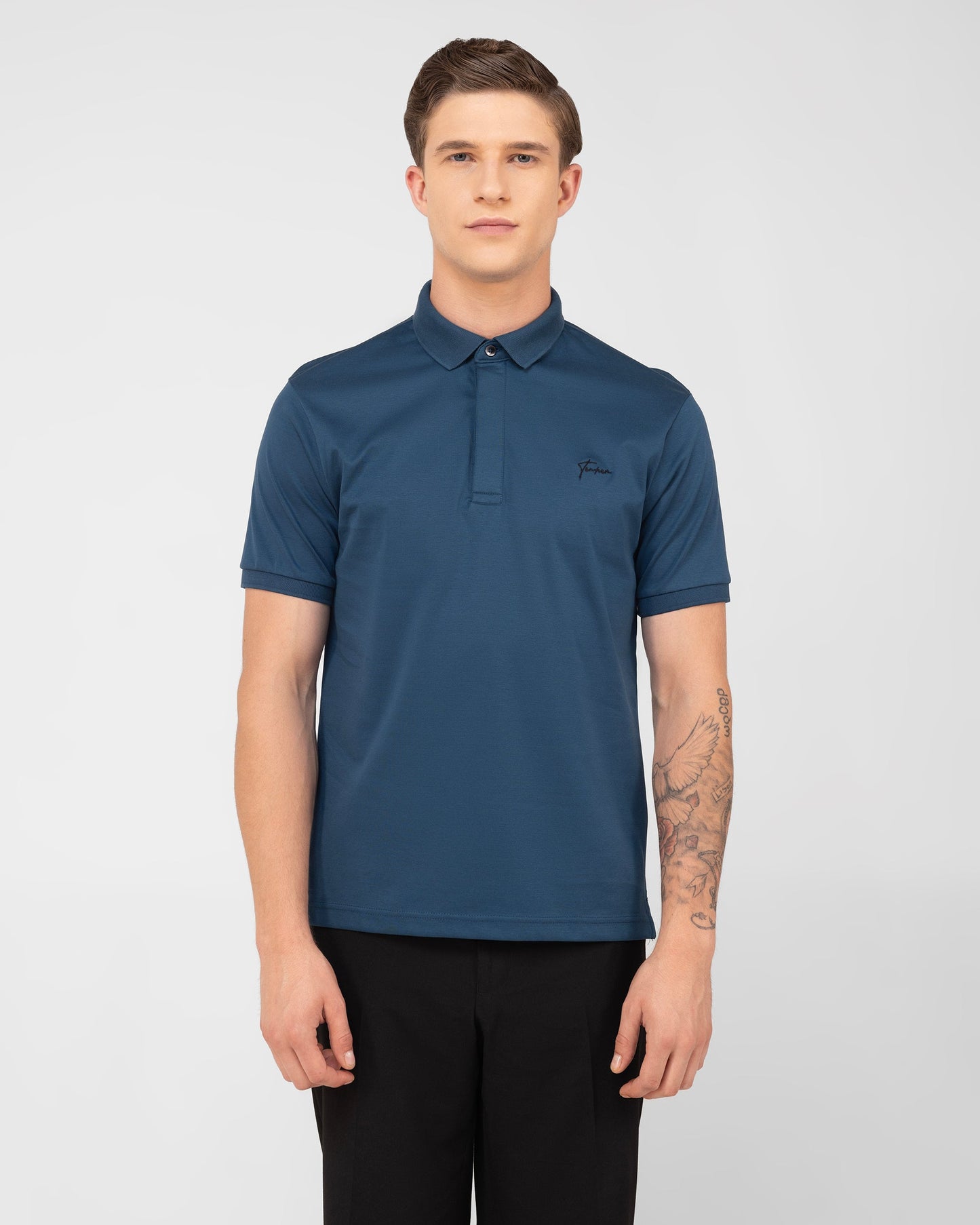 Mercerised Cotton Polo Shirt Interlock Regular Fit Teal