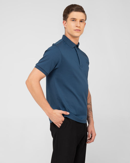 Mercerised Cotton Polo Shirt Interlock Regular Fit Teal
