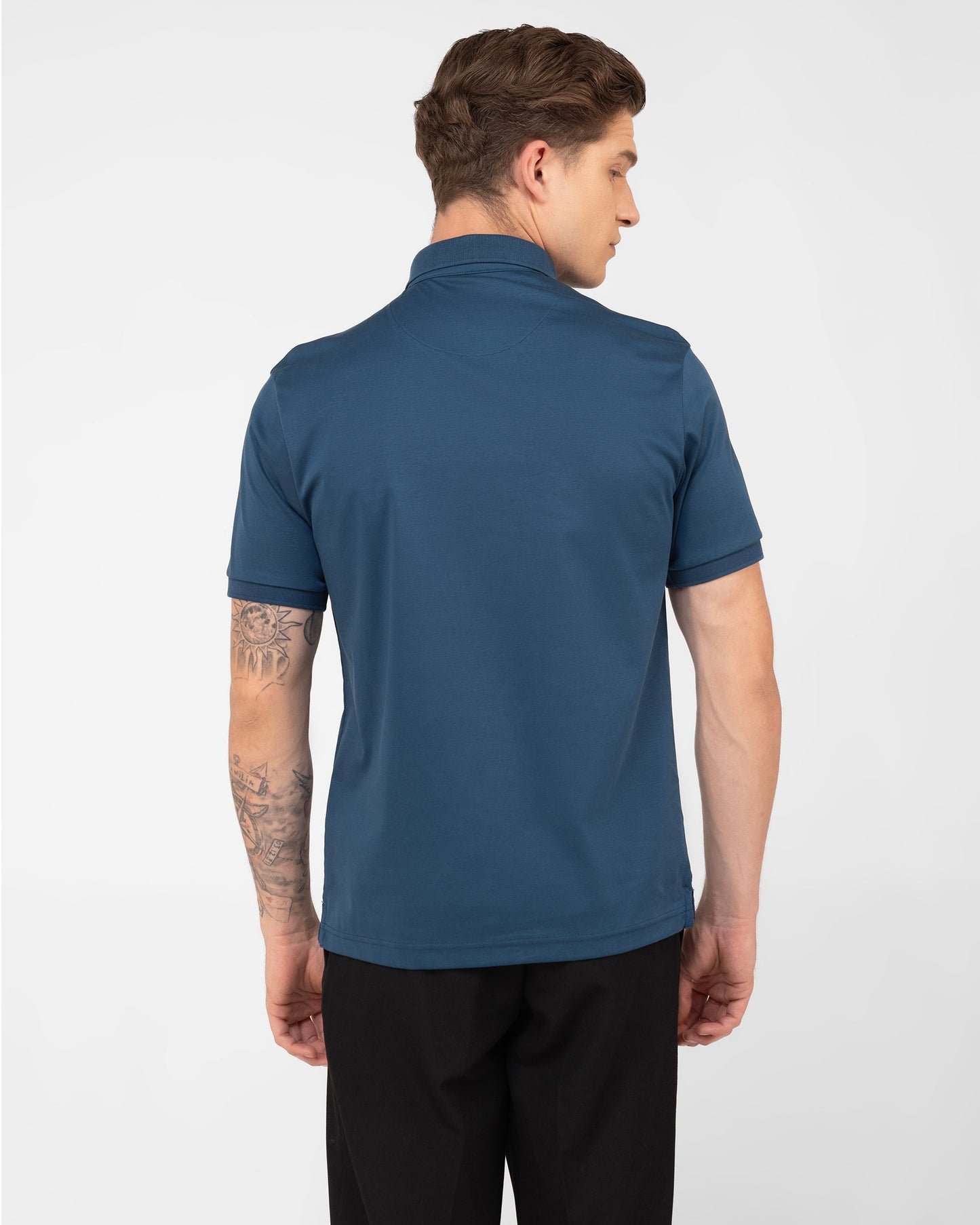 Mercerised Cotton Polo Shirt Pique Regular Fit Teal