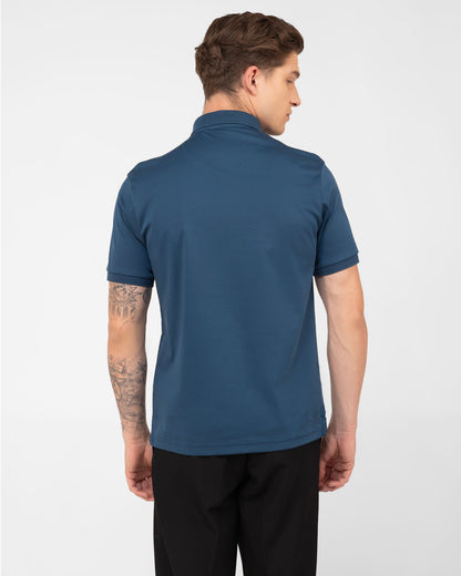 Mercerised Cotton Polo Shirt Pique Regular Fit Teal