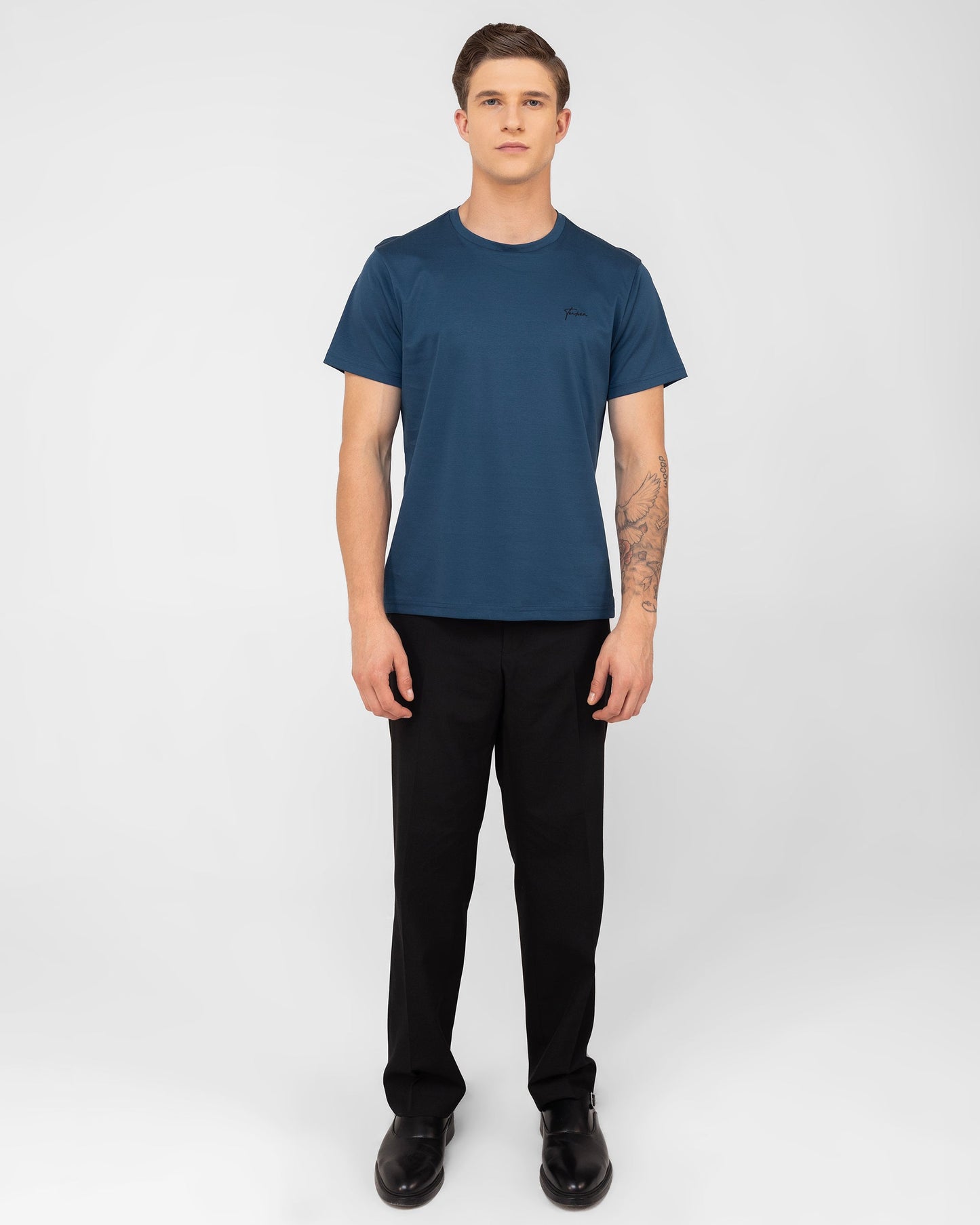 Mercerised Cotton T Shirt Interlock Regular Fit Teal