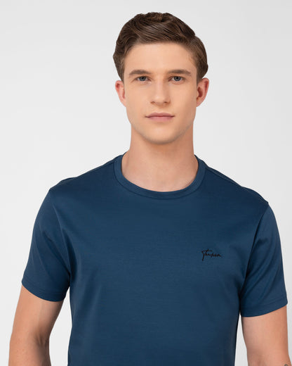 Mercerised Cotton T Shirt Interlock Regular Fit Teal