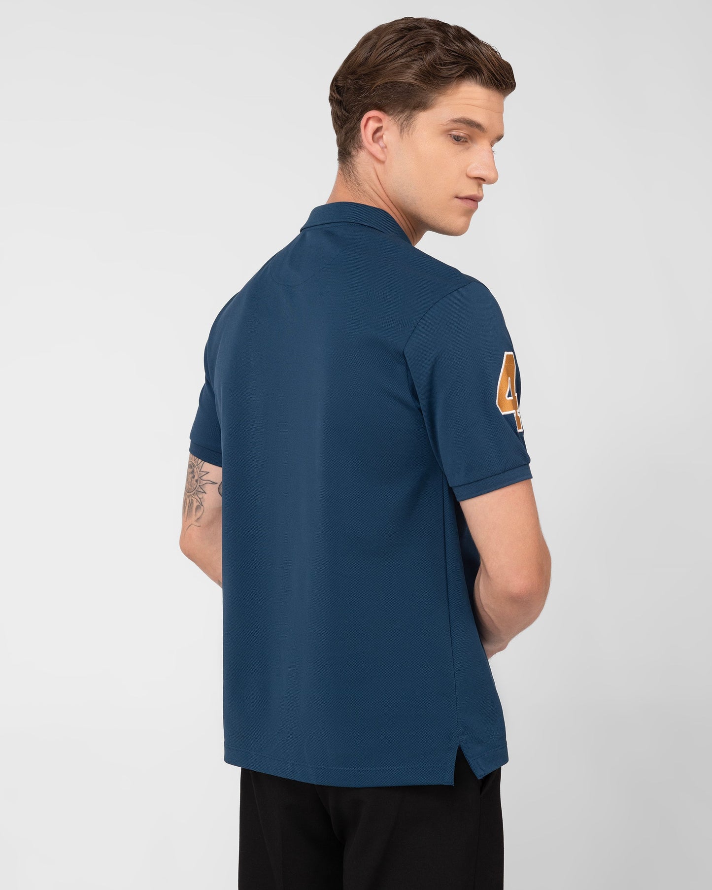 Mercerised Cotton Polo Shirt Pique Regular Fit Teal Cantermark Emblem