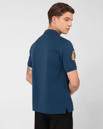 Mercerised Cotton Polo Shirt Pique Regular Fit Teal Cantermark Emblem