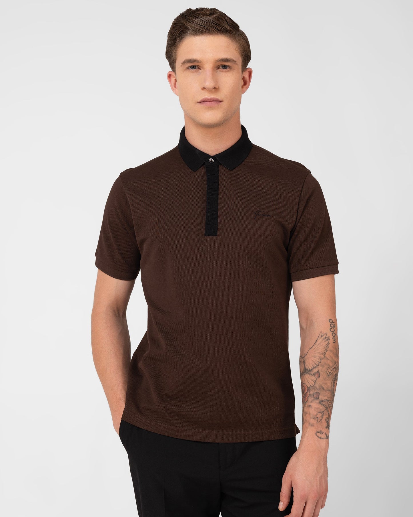 Tenhem Mercerised Cotton Polo Pique Regular Fit Brown
