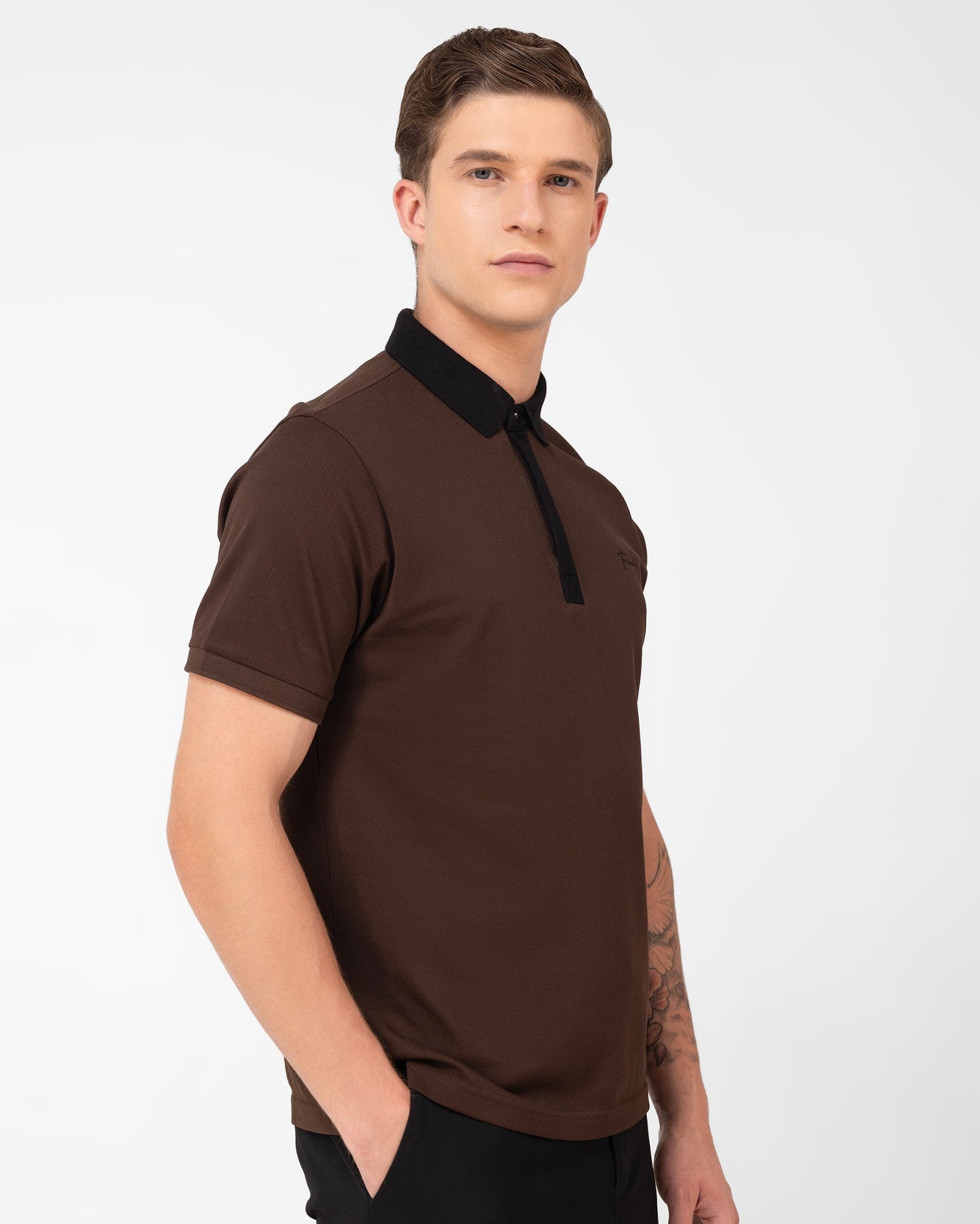 Tenhem Mercerised Cotton Polo Pique Regular Fit Brown