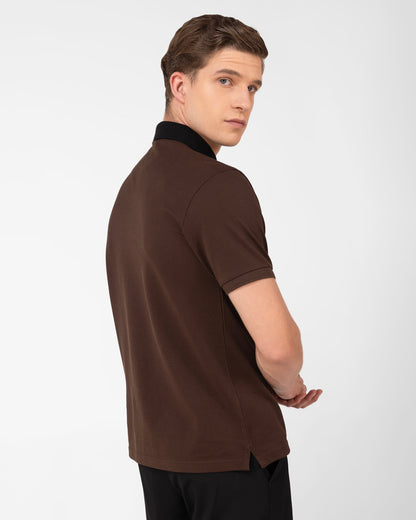 Tenhem Mercerised Cotton Polo Pique Regular Fit Brown