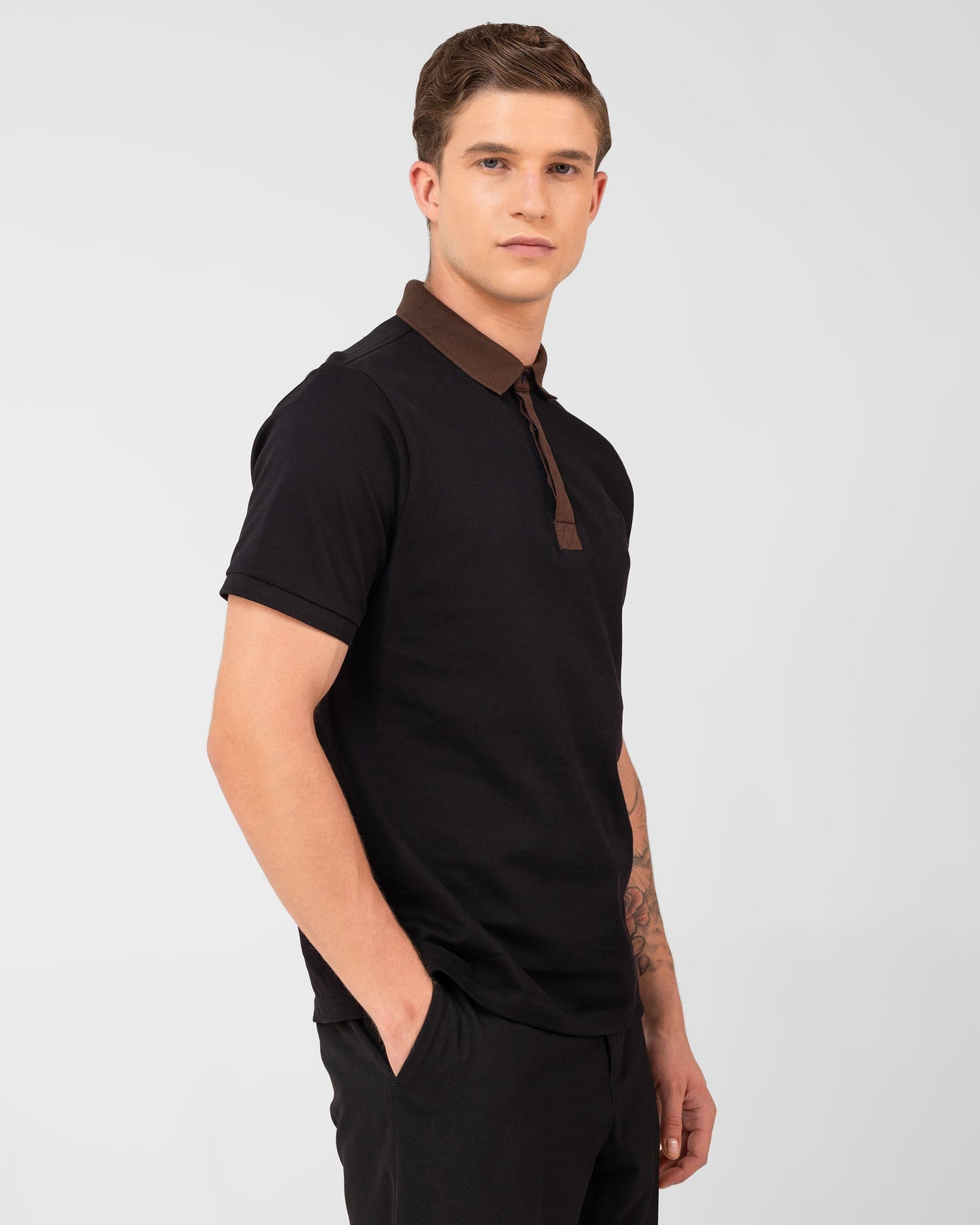Mercerised Cotton Polo T Shirt Pique Regular Fit Black