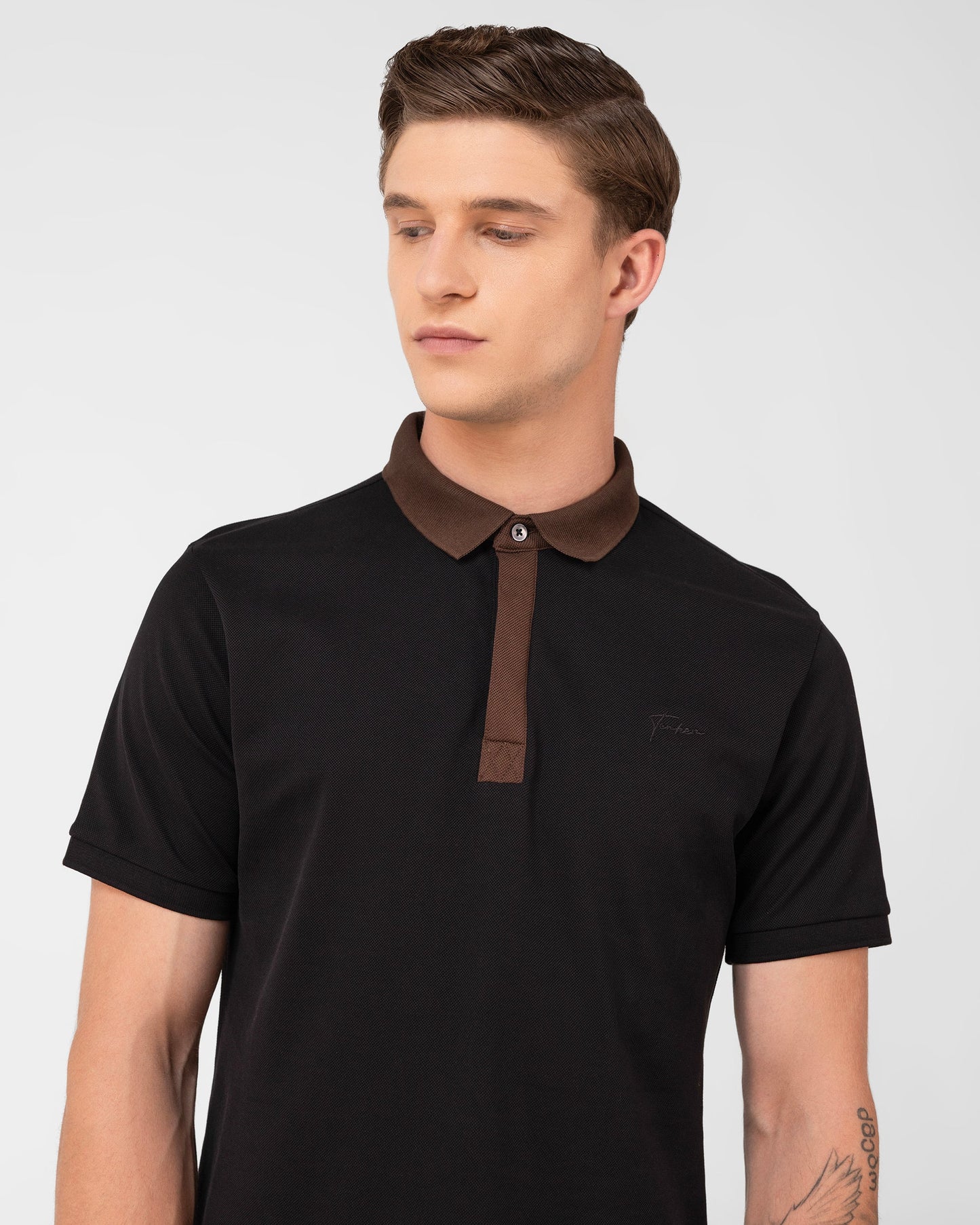 Mercerised Cotton Polo T Shirt Pique Regular Fit Black