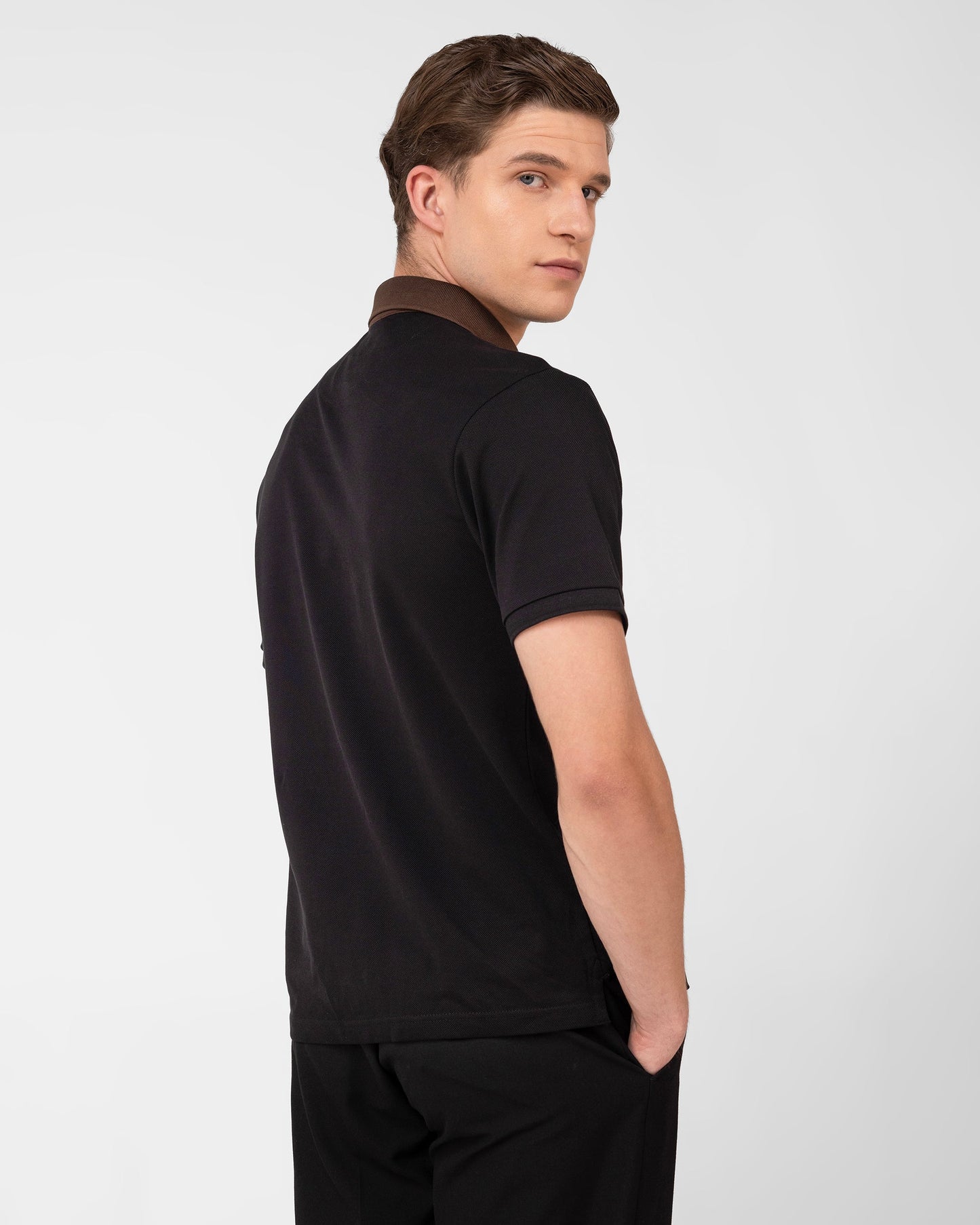 Mercerised Cotton Polo T Shirt Pique Regular Fit Black