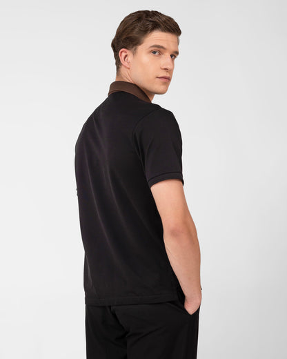 Mercerised Cotton Polo T Shirt Pique Regular Fit Black
