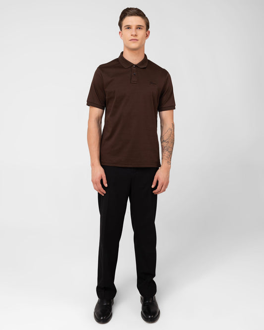 Classic Polo Shirt Mercerised Interlock Regular Fit Brown
