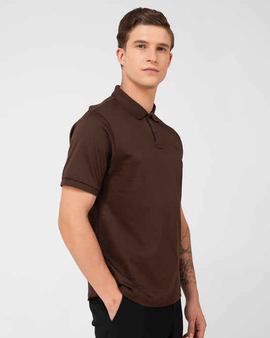 Classic Polo Shirt Mercerised Interlock Regular Fit Brown