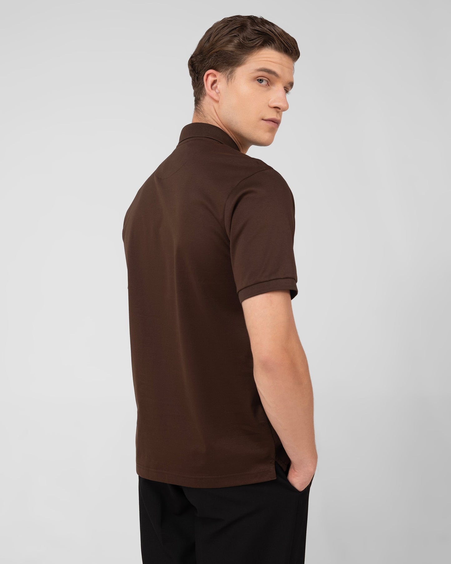 Classic Polo Shirt Mercerised Interlock Regular Fit Brown