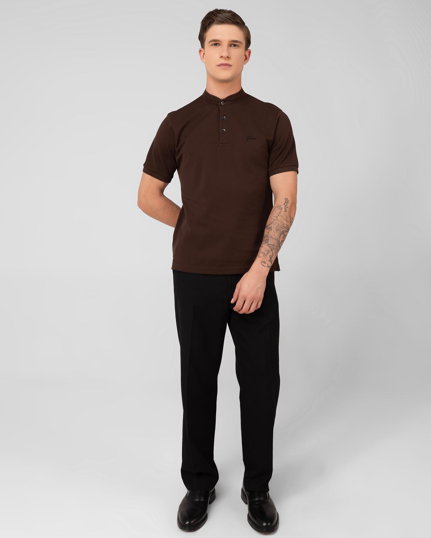 Mercerised Cotton Polo Shirt Pique Regular Fit Brown