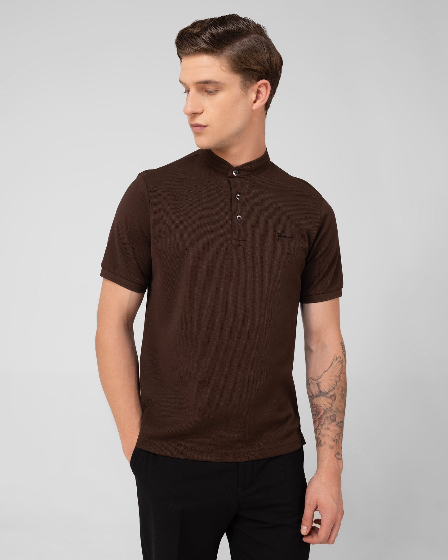 Mercerised Cotton Polo Shirt Pique Regular Fit Brown