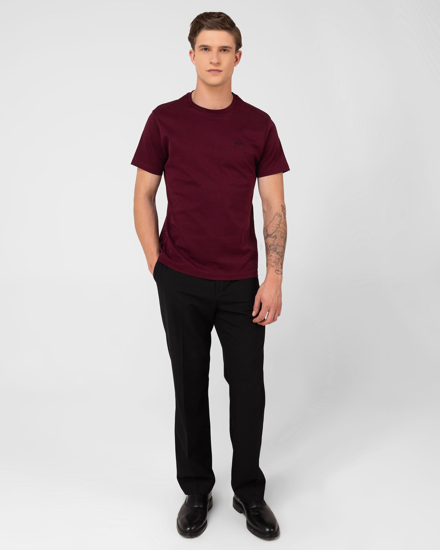 Mercerised Cotton T Shirt Interlock Regular Fit Wine