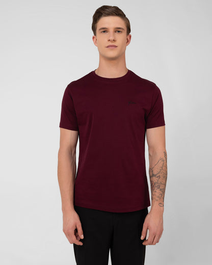 Mercerised Cotton T Shirt Interlock Regular Fit Wine