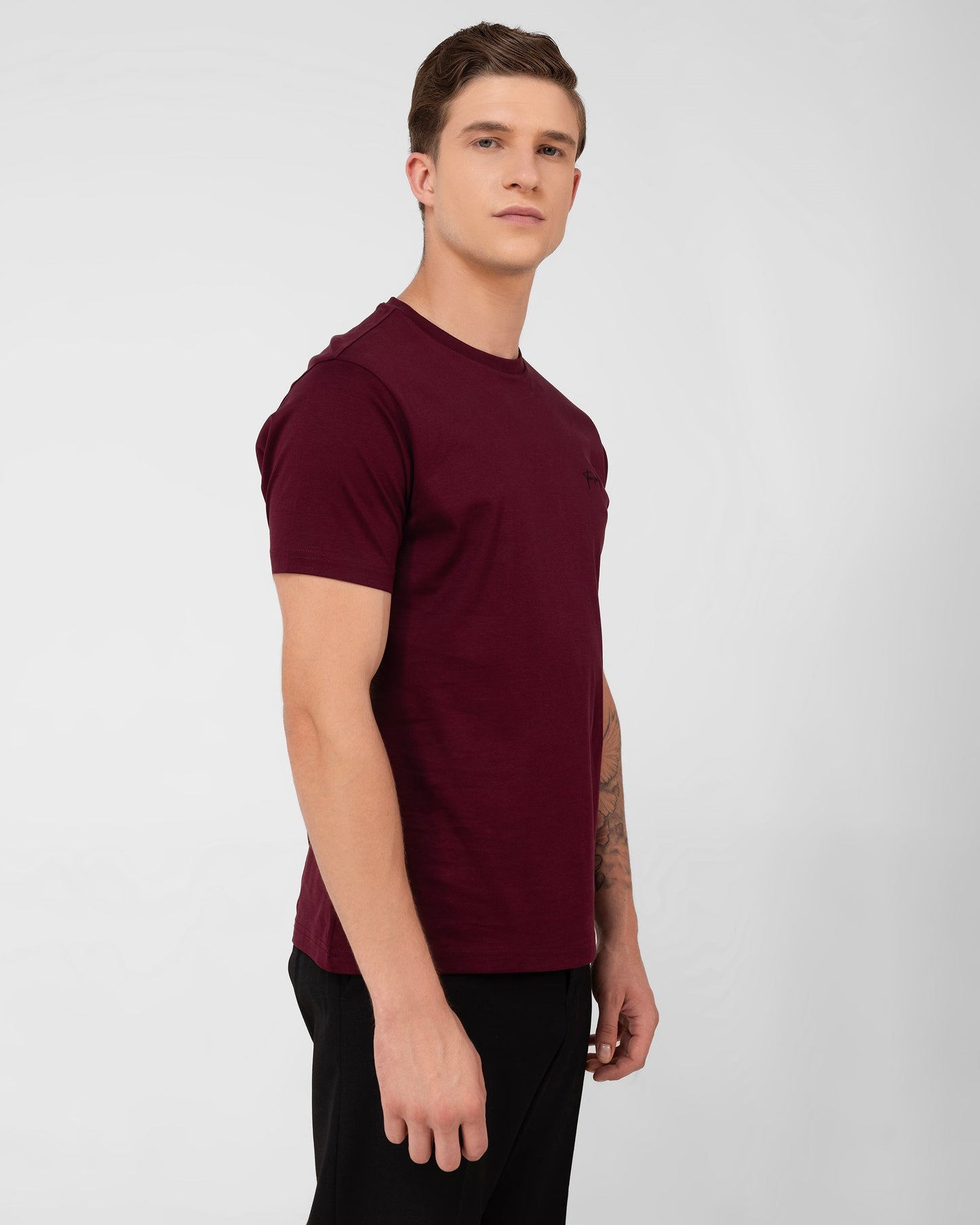 Mercerised Cotton T Shirt Interlock Regular Fit Wine