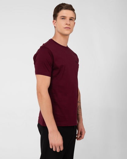 Mercerised Cotton T Shirt Interlock Regular Fit Wine