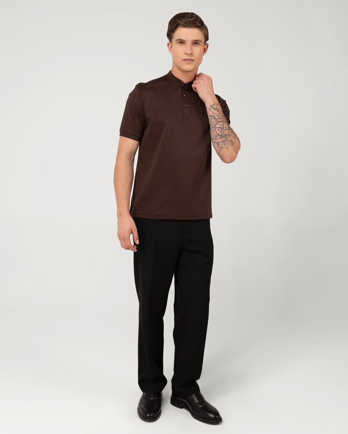 Mercerised Cotton Polo Shirt Interlock Regular Fit Brown