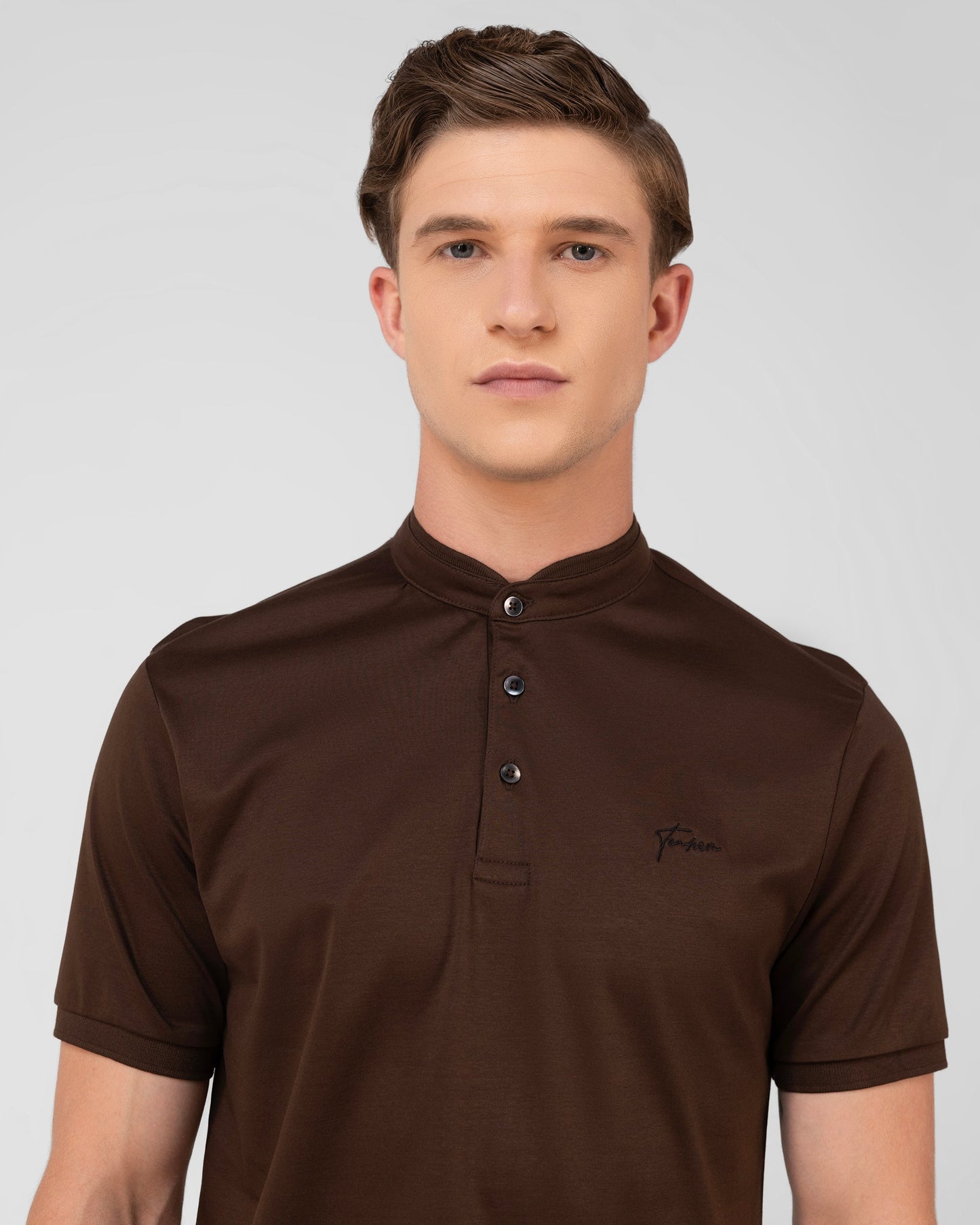 Mercerised Cotton Polo Shirt Interlock Regular Fit Brown