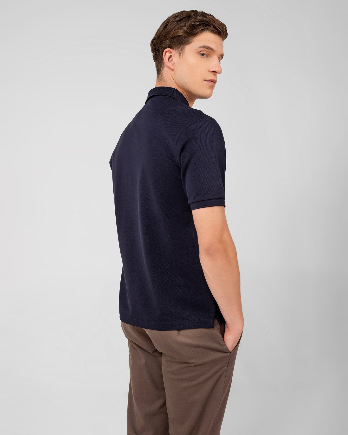 Mercerised Cotton Polo Shirt Pique Regular Fit Navy