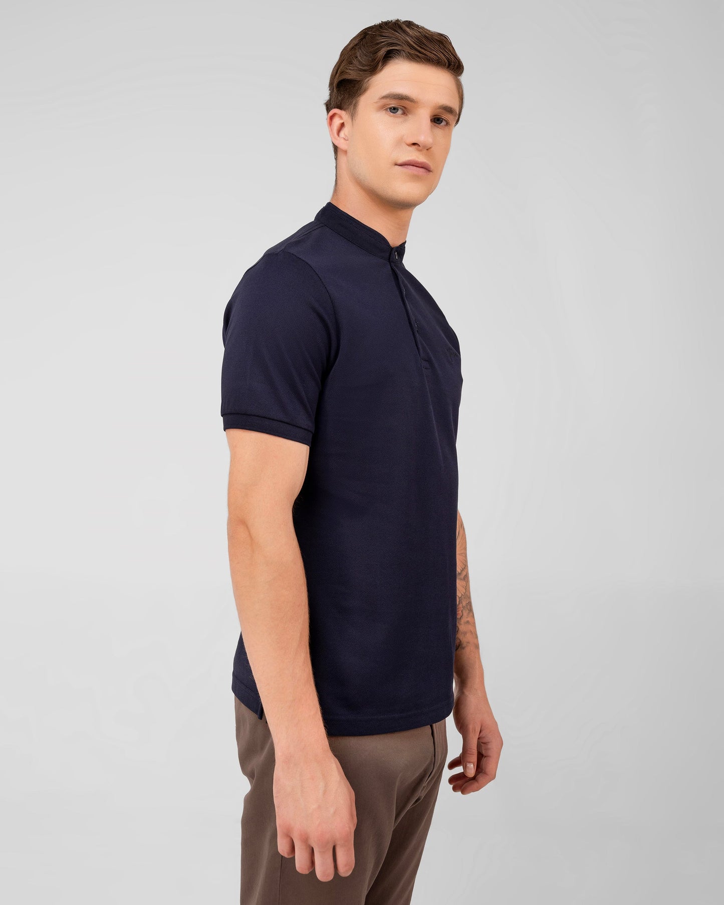 Mercerised Cotton Polo Shirt Pique Regular Fit Navy