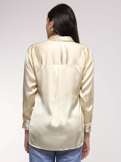 Buff Drop Shoulder Oversized Summer Satin Shirt