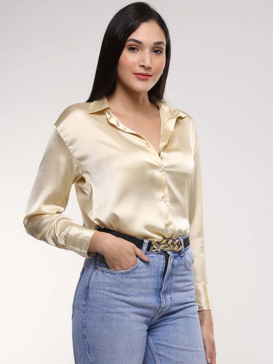 Buff Drop Shoulder Oversized Summer Satin Shirt