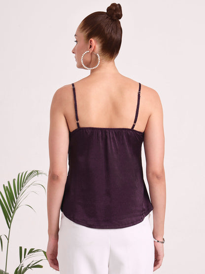 Women's European Satin V-Neck Sleeveless Top