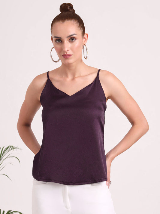 Women's European Satin V-Neck Sleeveless Top