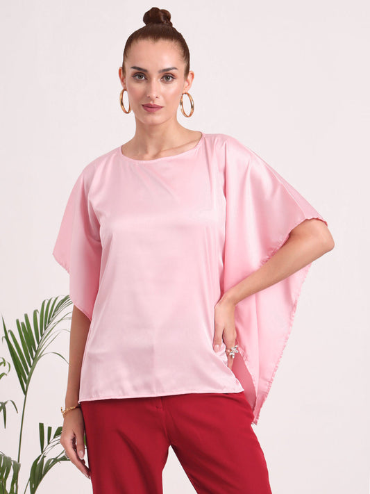 Women's European Satin Solid Baturing Sleeve Crepe