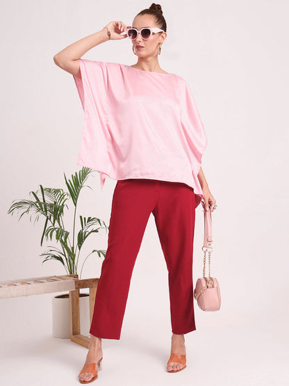 Women's European Satin Solid Baturing Sleeve Crepe
