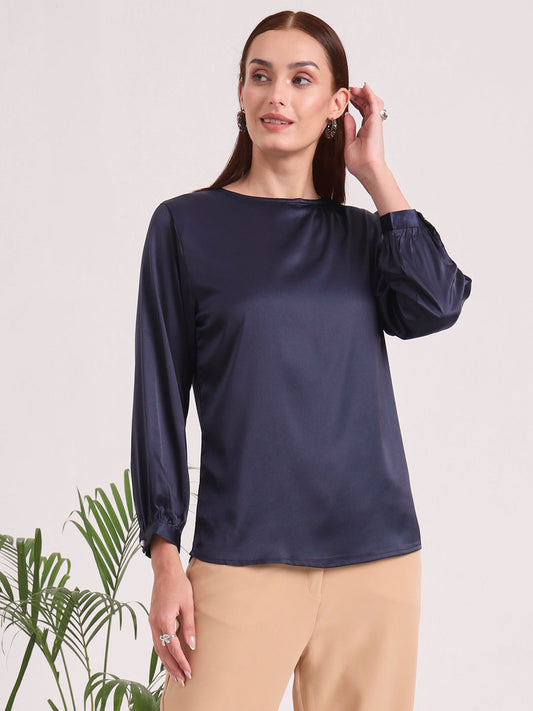Women's European Satin Bishop Sleeves Top