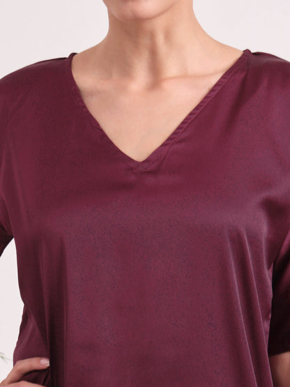 Women's  European Satin-Finish, V-Neck Top