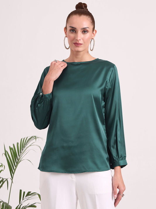 Women's European Satin Bishop Sleeves Top