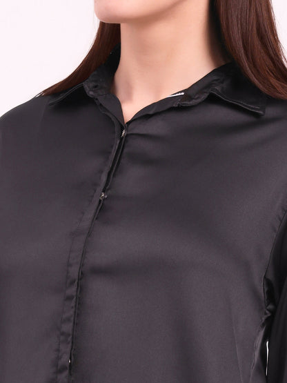 Women'S European Satin A Symetrical Shirt Top