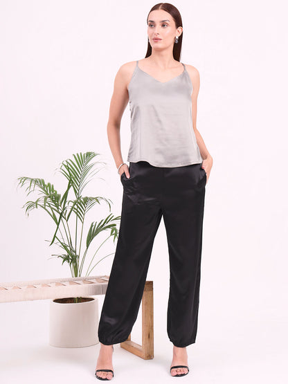 Women's European Satin V-Neck Sleeveless Top
