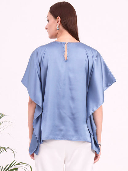 Women's European Satin Solid Baturing Sleeve Crepe