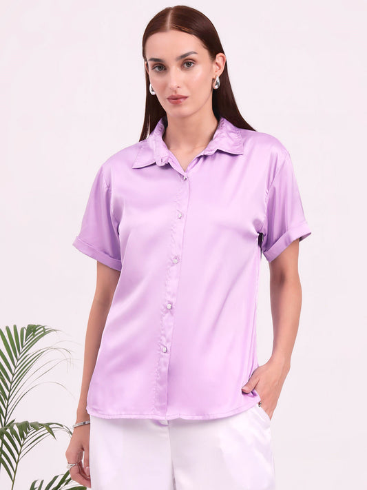 Women's Short Sleeve European Satin Shirt